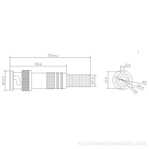 Conectores BNC con tornillo y bota de metal larga